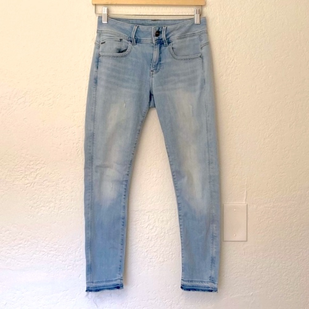 G-Star Raw Lynn Mid Skinny Ankle Denim Jeans Light Wash, Size 27